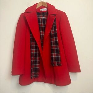Vintage Bromleigh Women's Red 100% Wool Peacoat Double Breasted Classic Made USA